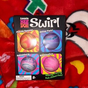 Teenie NeeDoh swirl 4 pack squish toy orange blue purple pink NEW QUICK SHIP